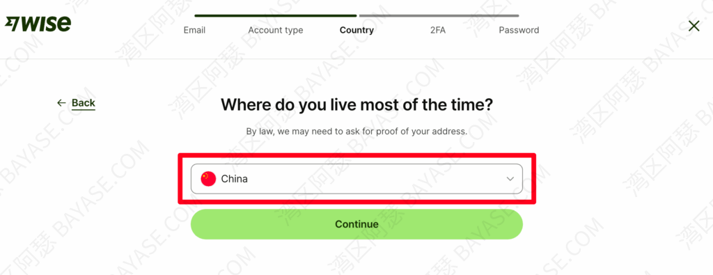 选择常住地址为China
