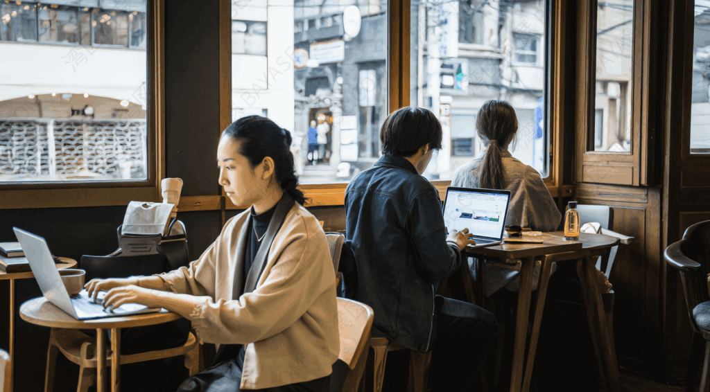 数字游民在咖啡馆工作