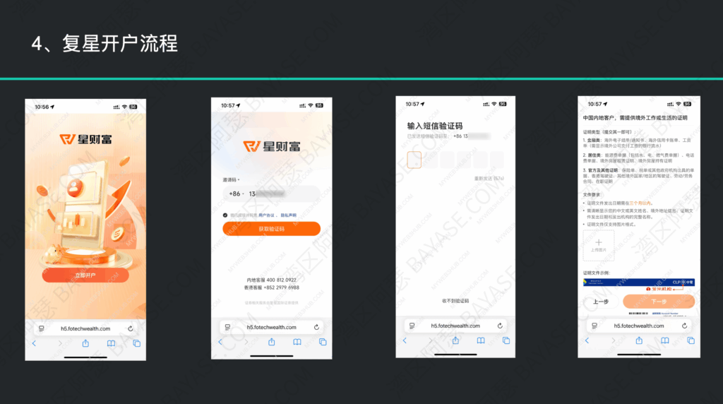 Fosun Securities account opening – enter mobile number