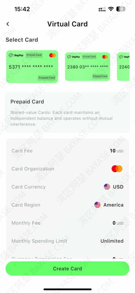 DogPay 5371 US BIN virtual card activation guide showing which services it supports, including Apple Pay, Google Pay, and global subscription platforms using DogPay 5371
