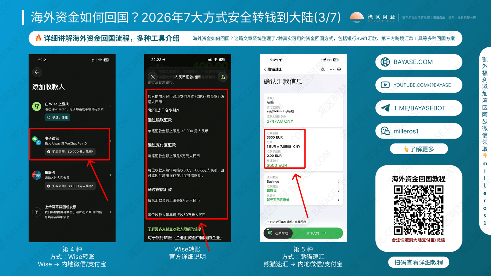 Wise轻松转账到内地微信支付宝，汇率不错，熊猫速汇留汇款方便快捷
