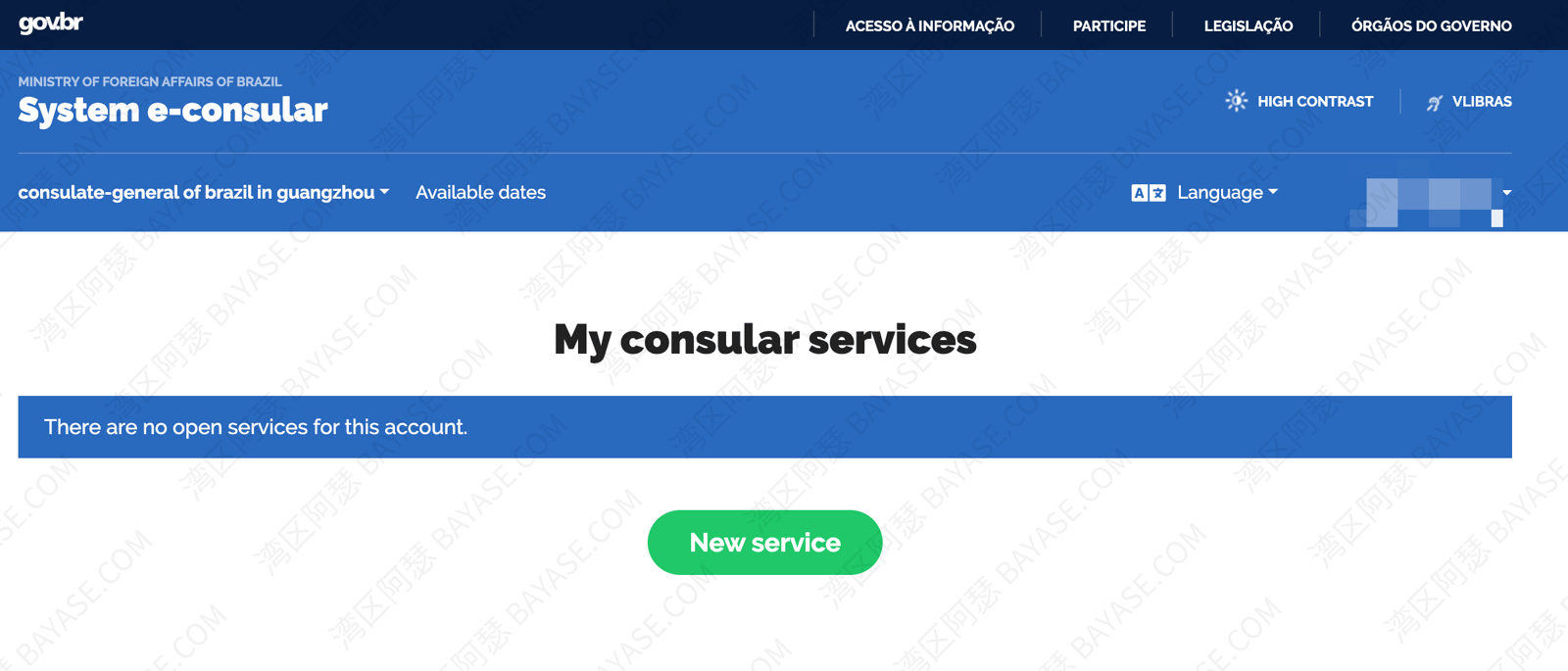 巴西 e‑consular 账户注册，新建使馆服务