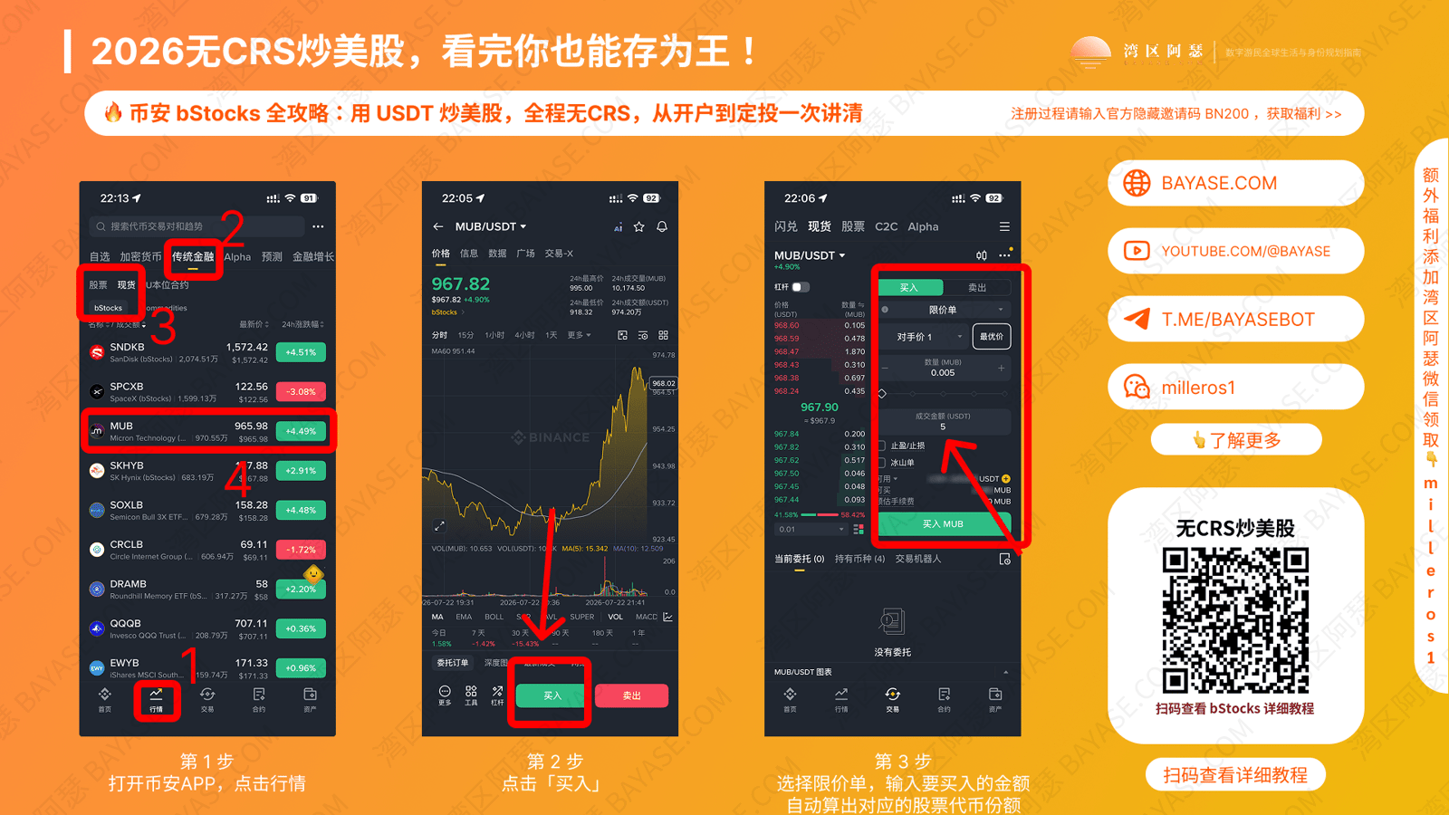 如何使用币安买入你的第一笔 bStocks；2026无CRS炒美股